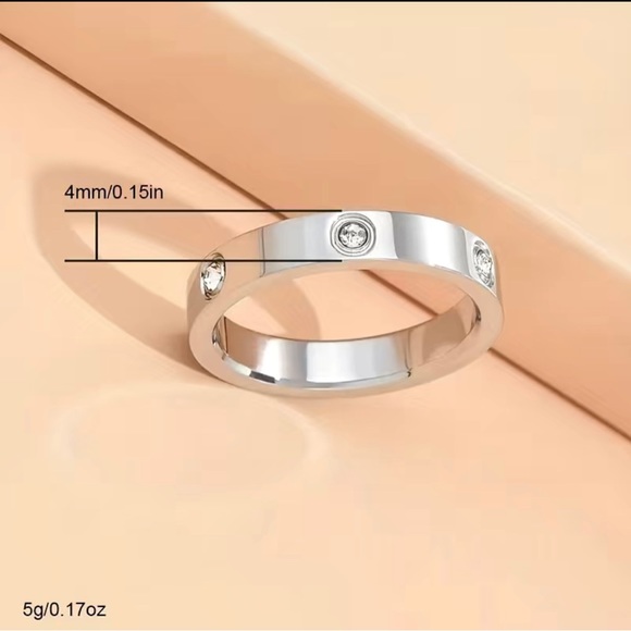 1pc Rhinestone Stainless Steel Ring - Picture 1 of 5